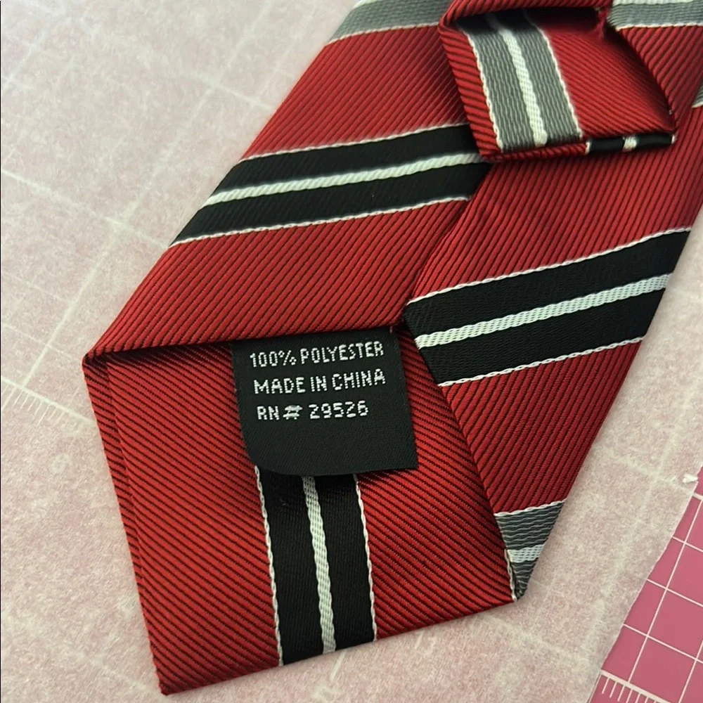 Classic Red and Black Striped Clip on Boys Tie